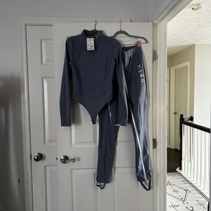 Blue ski body suit and pants MISGUIDED